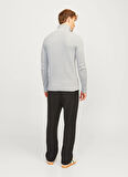 Jack & Jones Bisiklet Yaka A-Form Fit Gri Erkek Kazak 12257773_JJEPERFECT KNIT HALF ZIP S