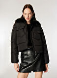 Only Siyah Kadın Mont ONLMAGGI FUR PUFFER LIFE CC OTW