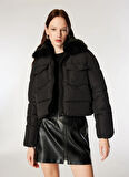 Only Siyah Kadın Mont ONLMAGGI FUR PUFFER LIFE CC OTW