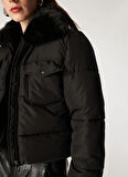 Only Siyah Kadın Mont ONLMAGGI FUR PUFFER LIFE CC OTW