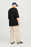 Jack & Jones Erkek Jjecharge Bisiklet Yaka Oversize %100 Pamuk T-Shirt 12259975 Siyah