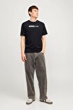 Erkek JJECORP LOGO Yuvarlak Yaka T-Shirt - Siyah | M