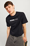 Erkek JJECORP LOGO Yuvarlak Yaka T-Shirt - Siyah | M