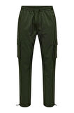 Only & Sons Erkek Onscommon Slim Fit Beli Lastikli ve Bağlamalı Pamuklu Kargo Pantolon 22029750 Haki