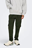 Only & Sons Erkek Onscommon Slim Fit Beli Lastikli ve Bağlamalı Pamuklu Kargo Pantolon 22029750 Haki
