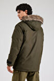Jack & Jones Erkek Jjstar Rüzgar Geçirmez Kapüşonu Kürklü Parka 12256892 Yeşil