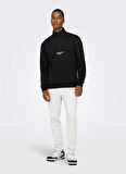 Only & Sons Siyah Erkek Sweatshırt ONSCURATED REG HALF ZIP SWEAT NOOS