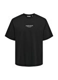 Only & Sons Düz Yaka Baskılı Siyah Erkek T-Shirt ONSCURATED RLX PRINT SS TEE NOOS