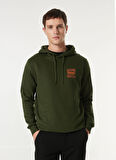 Jack & Jones Kapüşon Yaka Haki Erkek Sweatshırt 12256813_JJLINER SWEAT HOOD