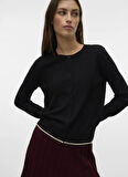 Vero Moda Bisiklet Yaka Normal Siyah Kazak Kadın VMBREEZE LS O-NECK CARDIGAN BOO