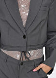 Only Normal Antrasit Kadın Ceket ONLALANA L/S SHORT TIE BLAZER TLR