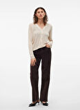 Vero Moda Yüksek Bel Standart Koyu Kahve Kadın Pantolon VMTESSA HR WIDE CORDUROY PANTS GA N