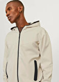Jack & Jones Kapüşon Yaka Bej Erkek Sweatshırt JCOFUSION SWEAT ZIP HOOD NOOS