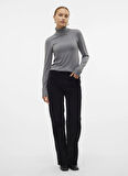 Vero Moda Balıkçı Yaka Dar Gri Kadın Kazak VMIRIS LS ROLLNECK PULLOVER GA NOOS
