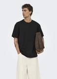Only & Sons Siyah Erkek T-Shirt 22028692 ONSKIAN SEERSUCKER TEE NOS