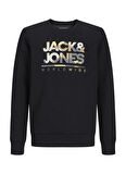 Jack & Jones Baskılı Erkek Çocuk Siyah Sweatshırt 12267134