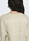Only O Yaka Baskılı Krem Kadın Sweatshırt ONLZENJA BOXY L/S BOX SWT