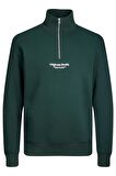 JACK&JONES JORVESTERBRO SWEAT QUARTER ZIP HN SN YEŞİL