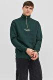 JACK&JONES JORVESTERBRO SWEAT QUARTER ZIP HN SN YEŞİL