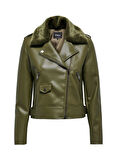 Only Kahve Kadın Mont ONLVILHELMA FAUX LEATHER BIKER OTW