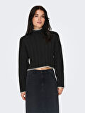 ONLCHICK STITCH LS HIGHNECK KNT NOOS Kadın Siyah Kazak - 15329963