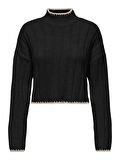 ONLCHICK STITCH LS HIGHNECK KNT NOOS Kadın Siyah Kazak - 15329963