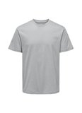 Only & Sons O Yaka Düz Gri Erkek T-Shirt ONSMAX LIFE SS STITCH TEE NOOS