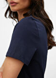 Vero Moda Bisiklet Yaka Mavi Kadın T-Shirt VMPAULINA SS T-SHIRT JRS NOOS