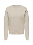 Only & Sons O Yaka Rahat Düz Ekru Erkek Kazak ONSCOOPER RLX LS 12 CREW KNIT