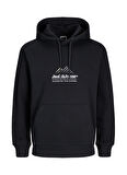 Jack & Jones Kapüşon Yaka Siyah Erkek Sweatshırt 12266908_JCOLIMA LOGO SWEAT HOOD BF