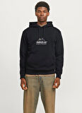 Jack & Jones Kapüşon Yaka Siyah Erkek Sweatshırt 12266908_JCOLIMA LOGO SWEAT HOOD BF
