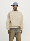 Jack & Jones Bisiklet Yaka Bej Erkek Sweatshırt 12266178_JORRIDGEWOOD WASH SWEAT CR