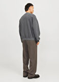 Jack & Jones Bisiklet Yaka Koyu Gri Erkek Sweatshırt 12266178_JORRIDGEWOOD WASH SWEAT CR