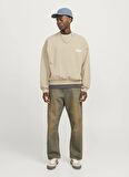 Jack & Jones Bisiklet Yaka Bej Erkek Sweatshırt 12266178_JORRIDGEWOOD WASH SWEAT CR