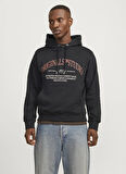Jack & Jones Kapüşon Yaka Siyah Erkek Sweatshırt 12265823_JORFREDERIKSBERG MARGATE S
