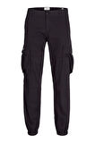 Jack & Jones Erkek Jpstkane Rahat Kalıp Kargo Pantolon 12268261 Siyah