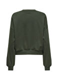 Only O Yaka Taşlamalı Yeşil Kadın Sweatshırt ONLKIARA L/S O-NECK EMBELLISHMENT S
