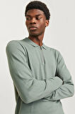 Jack & Jones Erkek Yarım Fermuarlı Polo Yaka Yeşil Kazak - 12268210