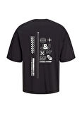 Jack & Jones Bisiklet Yaka Siyah Erkek T-Shirt 12273506_JJALMOS TEE SS CREW NECK