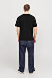 Jack & Jones Erkek Jjebryan Yazı Detaylı Bisiklet Yaka %100 Pamuk T-Shirt 12268127 Siyah