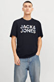 Jack & Jones Erkek Jjebryan Yazı Detaylı Bisiklet Yaka %100 Pamuk T-Shirt 12268127 Lacivert
