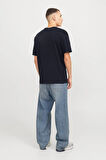 Jack & Jones Erkek Jjebryan Yazı Detaylı Bisiklet Yaka %100 Pamuk T-Shirt 12268127 Lacivert