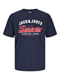Jack Jones Erkek Pamuklu Beyaz Bisiklet Yaka  Tişört 12268267