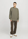 Jack & Jones Bisiklet Yaka Yeşil Erkek Sweatshırt 12268273_JJECHARGE FADED SWEAT CREW