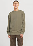 Jack & Jones Bisiklet Yaka Yeşil Erkek Sweatshırt 12268273_JJECHARGE FADED SWEAT CREW