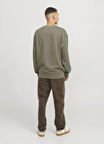 Jack & Jones Bisiklet Yaka Yeşil Erkek Sweatshırt 12268273_JJECHARGE FADED SWEAT CREW