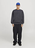 Jack & Jones Bisiklet Yaka Gri Erkek Sweatshırt 12268273_JJECHARGE FADED SWEAT CREW