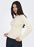 Only O Yaka Dar Çizgili Krem Kazak Kadın ONLLOUISA LS PULLOVER KNT