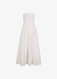 Vero Moda Straplez Yaka Beyaz Uzun Kadın Elbise VMANE BANDEAU 7/8 DRESS JRS GA