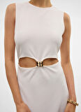 Vero Moda Bisiklet Yaka Beyaz Uzun Kadın Elbise VMALLISON SL ANKLE DRESS JRS GA